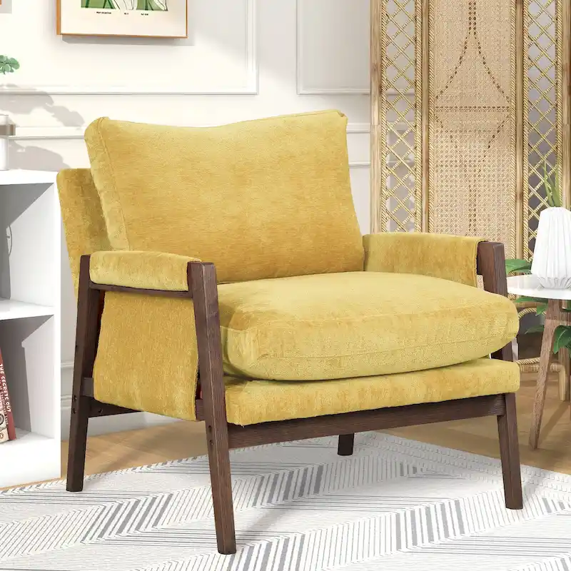 Roundhill Furniture Kelly Mid-Century Modern Velvet Accent Armchair