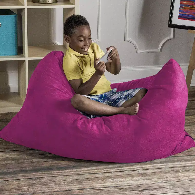 3.5 ft Kids Bean Bag Floor Pillow – Microsuede, Seats 1 (Blueberry / Cherry / Fuchsia / Grape / Lime / Pumpkin)