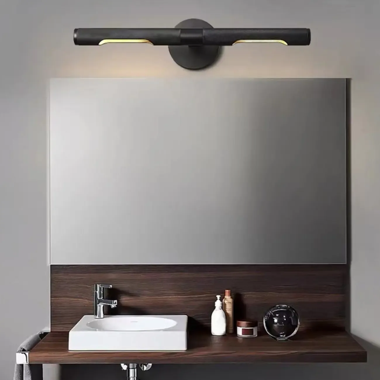Modern Bathroom Black 2-Light Tube Vanity Light