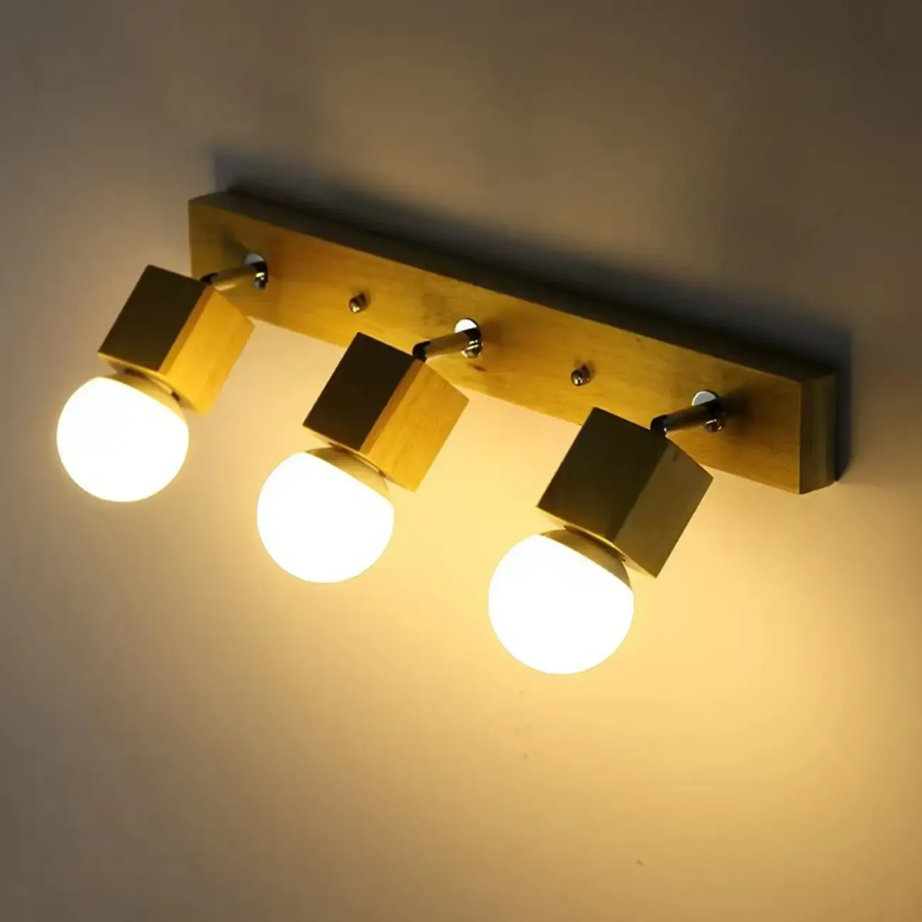 Modern Wooden Multi-Light Bathroom Vanity Light with Hardwired