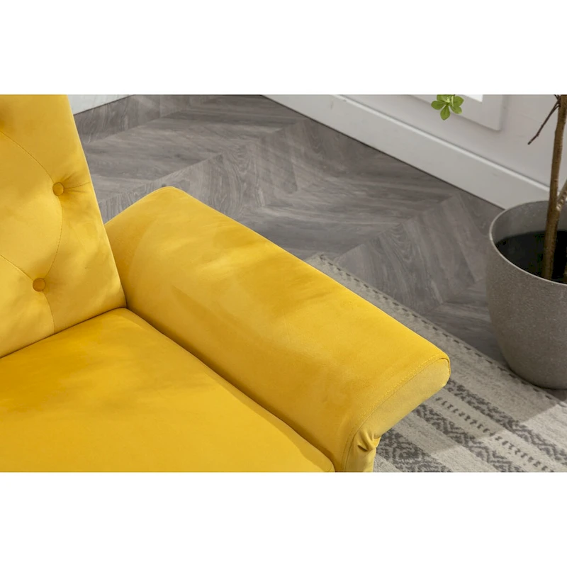 Velvet Accent Chair with Adjustable Armrests and Backrest, Button Tufted Lounge Chair, Single Recliner Armchair with Ottoman