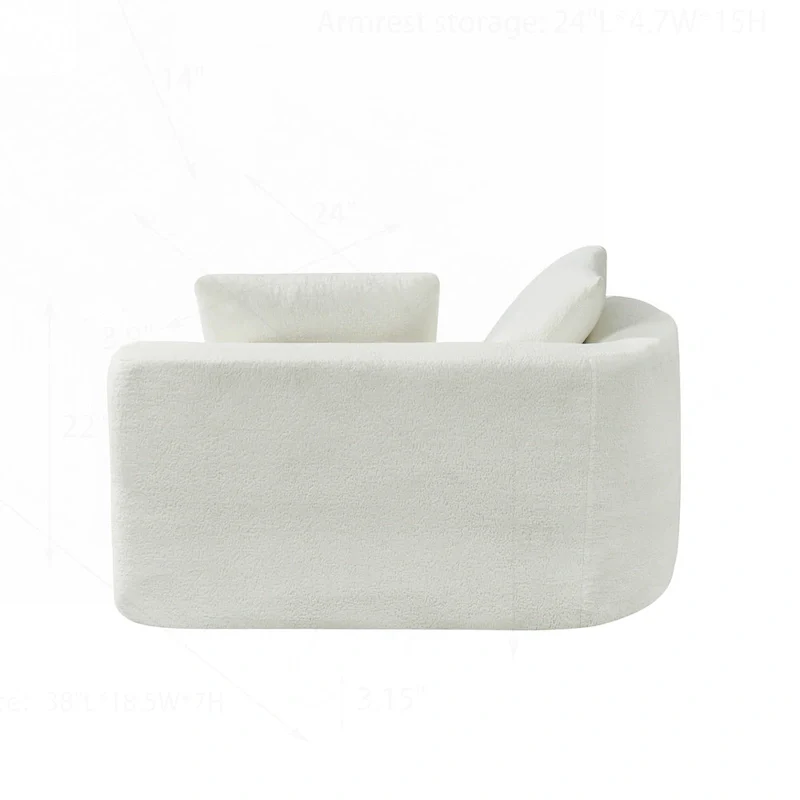 Modern Curved Sectional Sofa with Pearl Upholstery, High-Density Foam, 5-Seater for Living Room