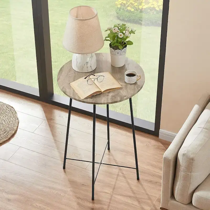 35.4 High Round Bar Table, Industrial Style Wood Top Bistro Pub/Breakfast Table