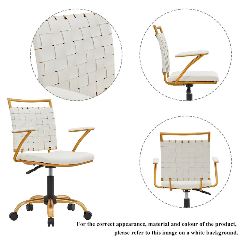 CAROCC Home Office Desk Chair Gold with Throw Pillow