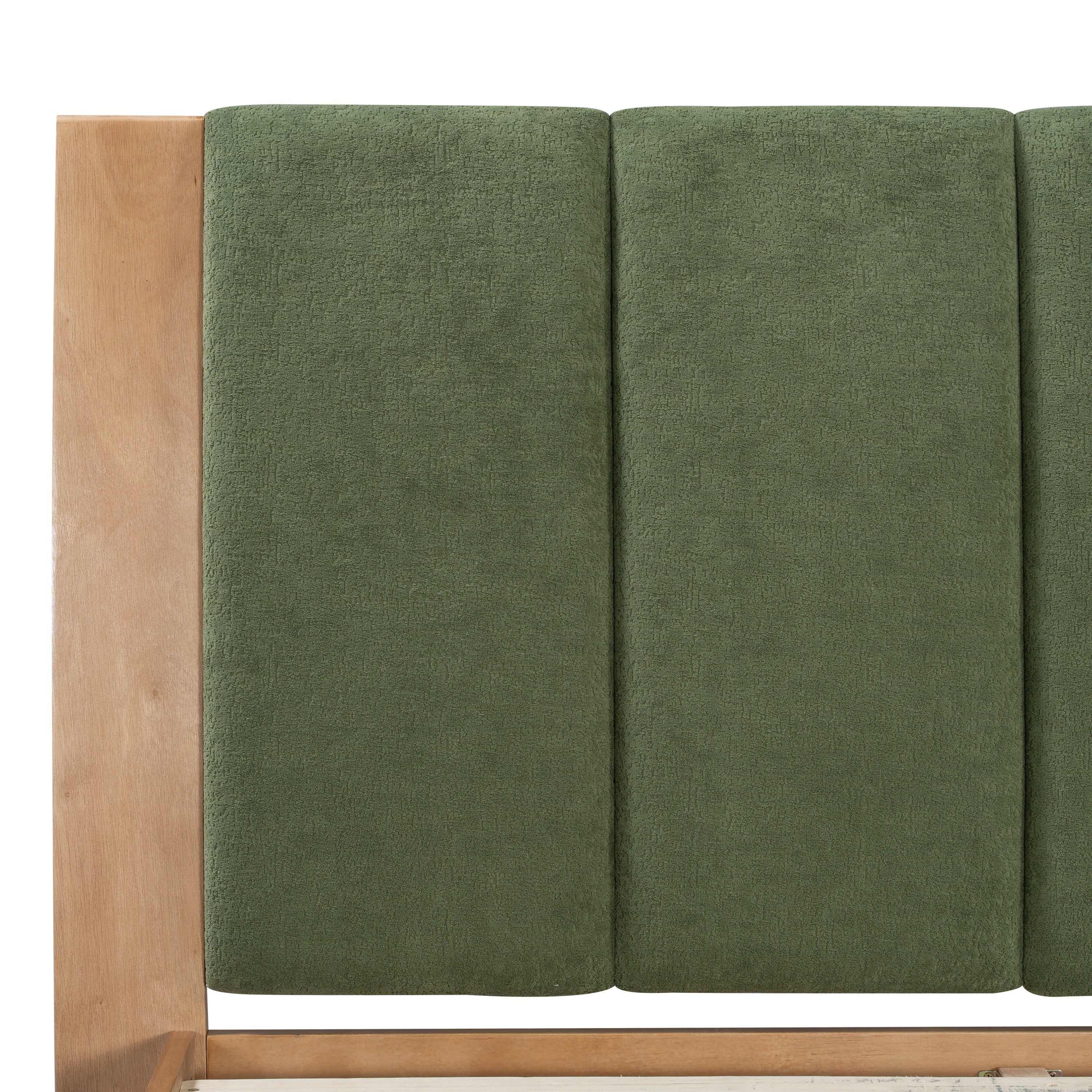 Mid Century Modern Wood and Upholstered Bedframe