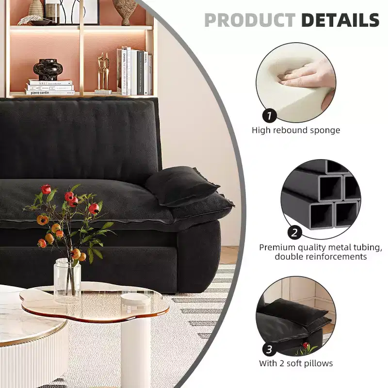 Whisen 3-in-1 Queen Velvet Sleeper Pull Out Sofa Bed, Convertible Loveseat Sofa Couch