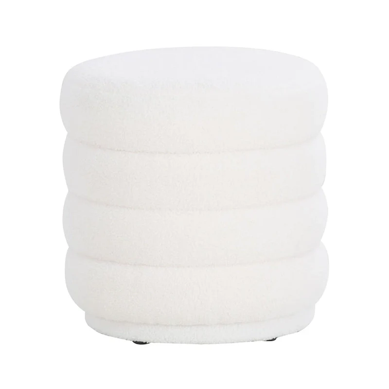 Hawley White Round Sherpa Ottoman
