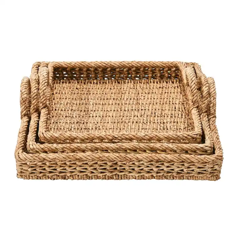 S/3 Decorative Water Hyacinth Tray