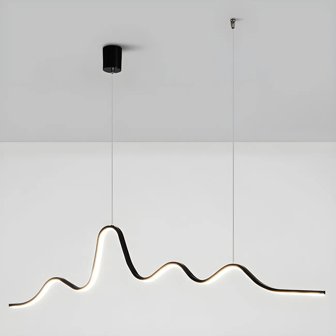 Artistic Black Linear Adjustable Island Pendant Light