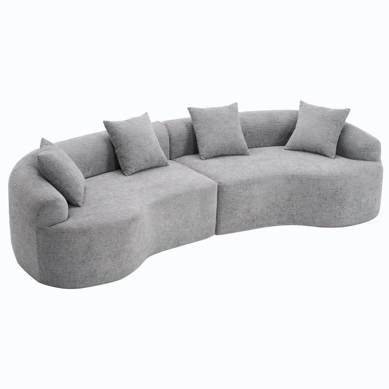 Luxury Chenille Fabric Sofa,4 Seater Modular Curved Sectional Couch