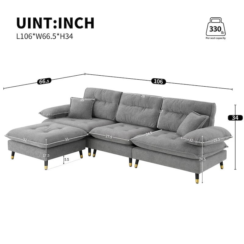 L shaped Convertible Sectional Sofa
