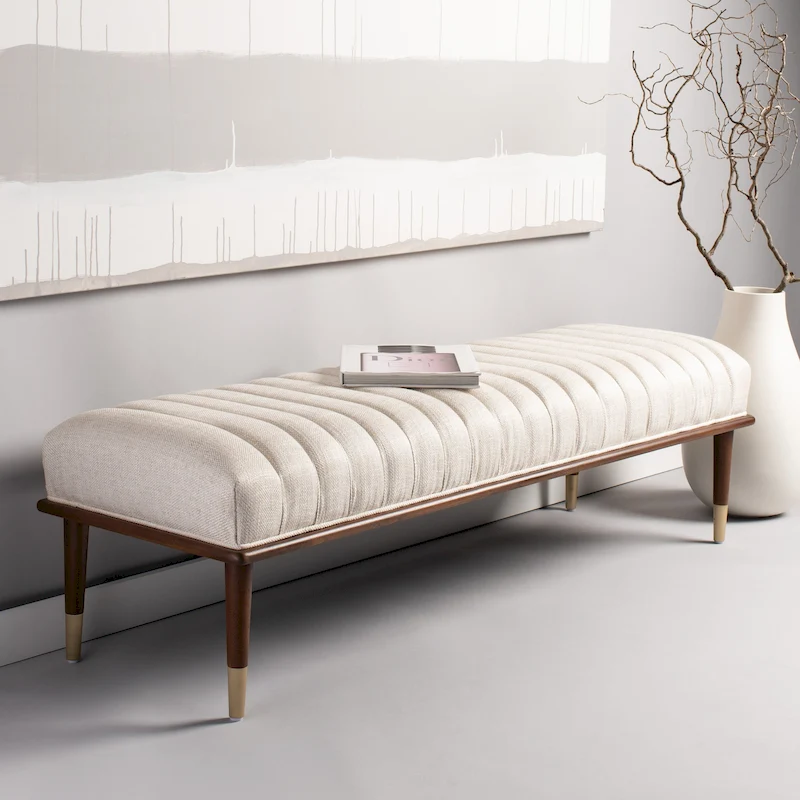 SAFAVIEH Couture Felicienne Mid-Century Bench - 63 W x 20 D x 18 H - 63Wx20Dx18H