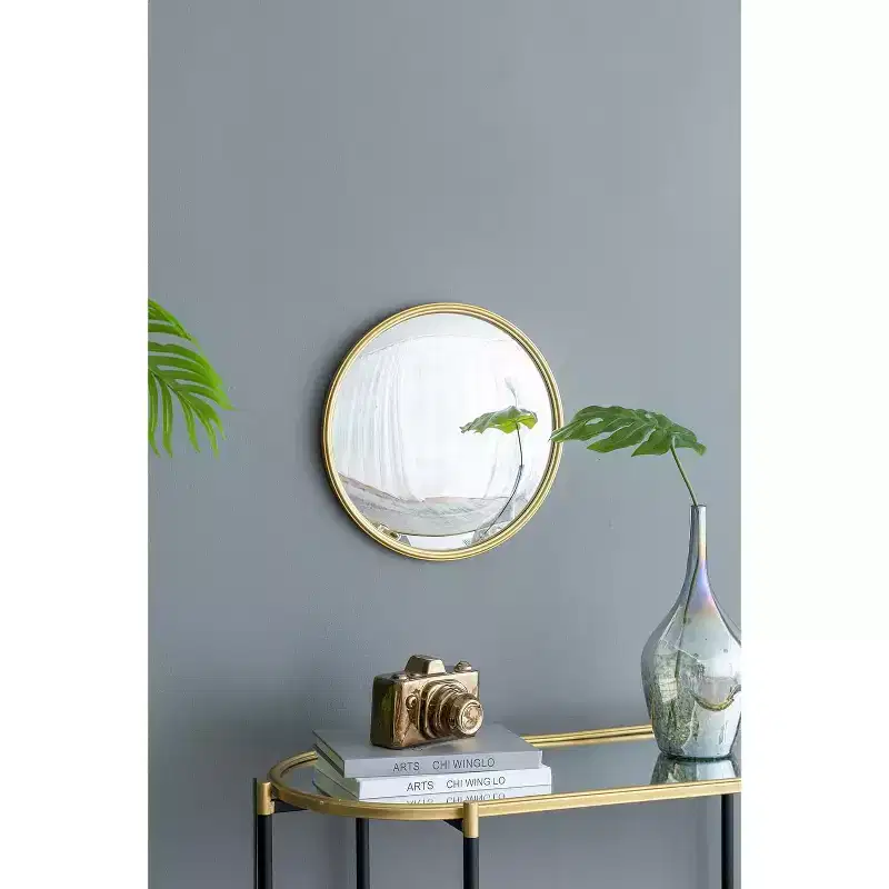 Gold Round Convex Wall Mirror, 1-Piece