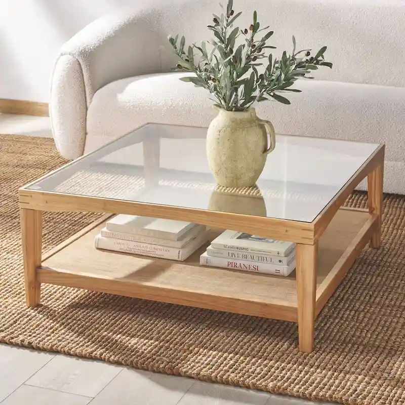 Square Glass Coffee Table — W40 x D40 x H17