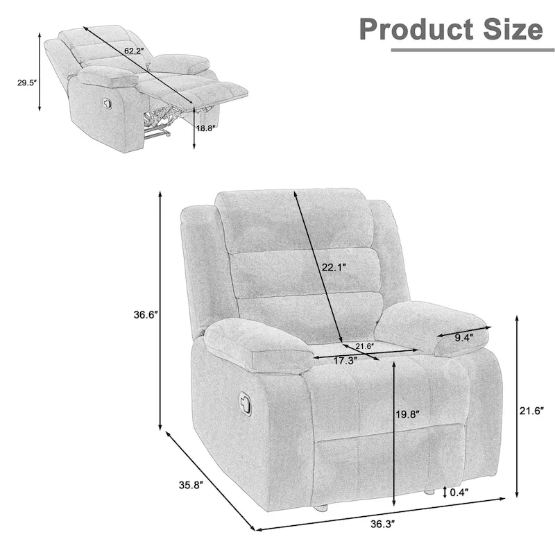 Classic and Traditional Manual Recliner Chair Single Sofa
