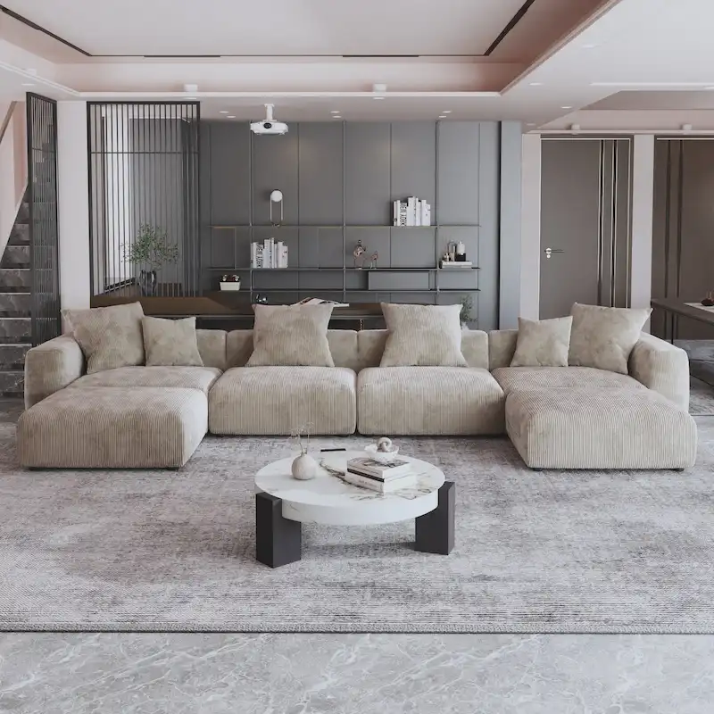 181 U-Shaped Convertible Modular Sectional Sofa With 2 Ottoman