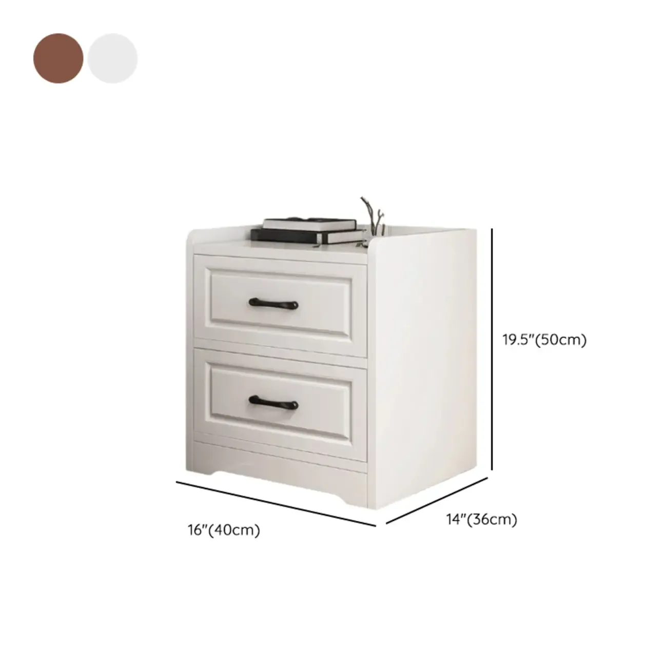 Classic Narrow Wooden White Nightstand with 3 Drawers