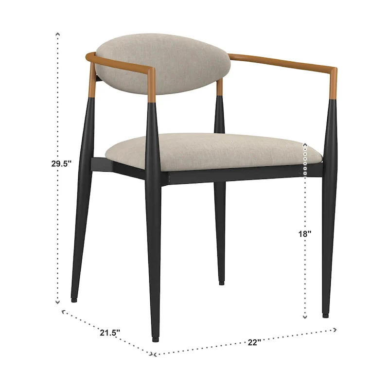 Mid-century Dining Chair with Two-tone Copper & Black Finish (Set of 2)
