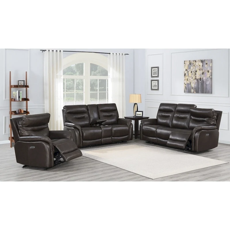 Steve Silver Ferndale 3-Piece Power Reclining Top Grain Leather Set