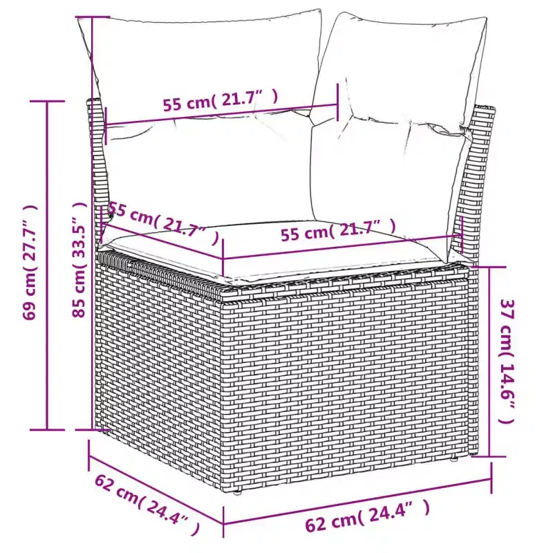 vidaXL Garden Sofa Set Black, Cream white