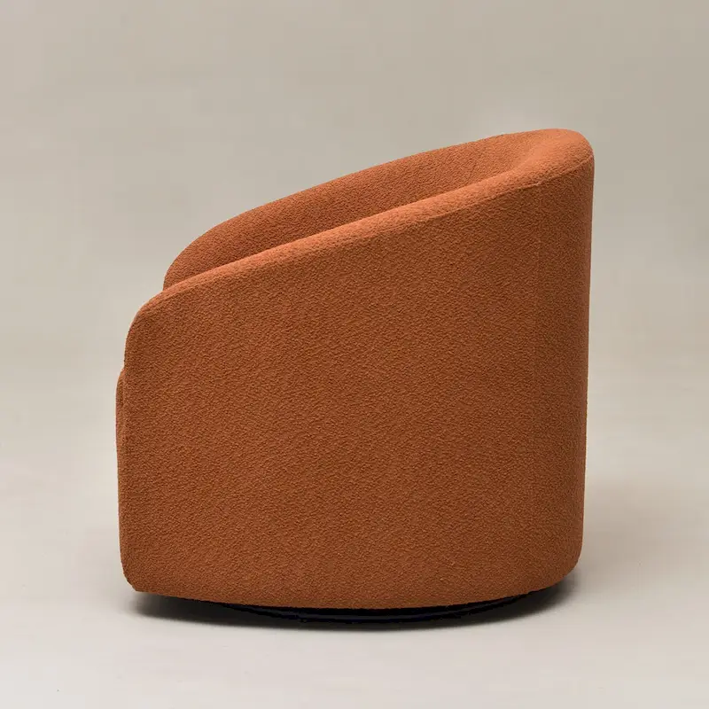 KINWELL 32 W Boucle Upholstered Swivel Barrel Accent Armchair