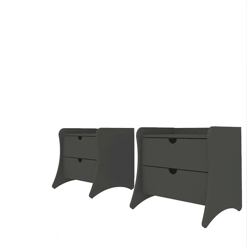 Mid-Century Modern 2-Drawer Nightstand, MDF, Curved Legs, 19.68
