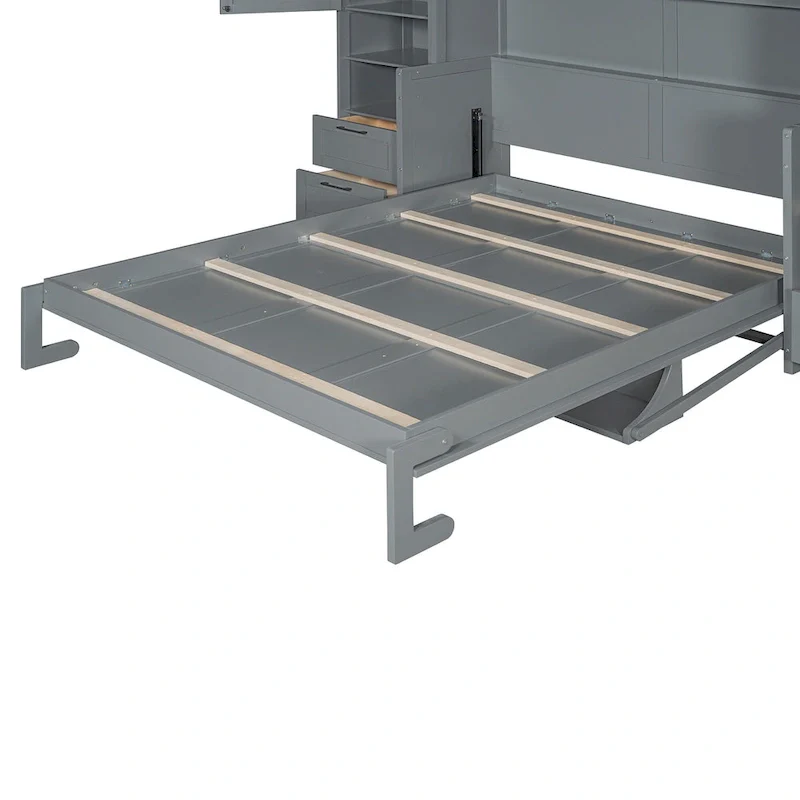 Murphy Bed (Wall Bed) — Featuring Wardrobe, Desk, Drawers, And Shelving