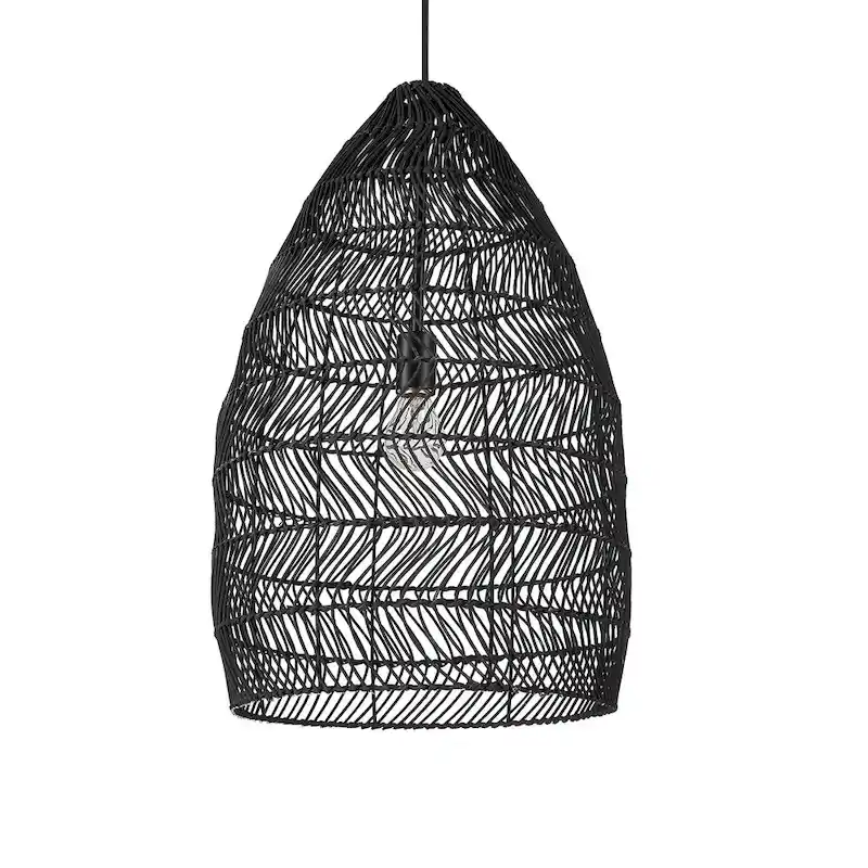 Uttermost Nandi 1 Light Woven Black Pendant - 25H x 15 Dia in.