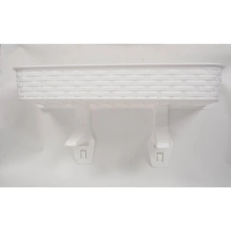 White Rattan-Style Recycled Plastic Over-Toilet Bathroom Shelf