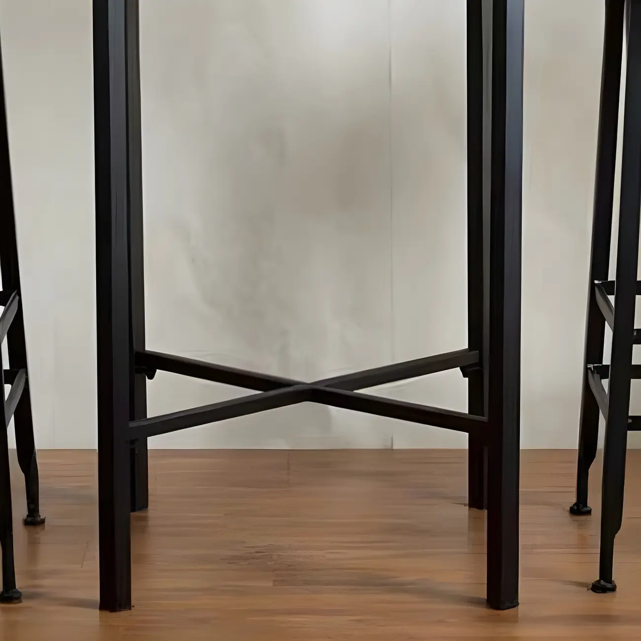 Industrial Square Bar Tables Brown Pine Wood Metal Trestle