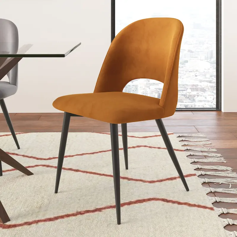 Velvet Side Chair Black Legs (Set of 2)