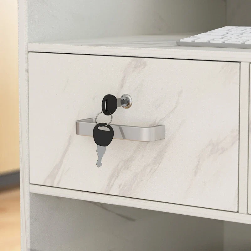 3-Drawer Solid Wood Reception Desk Office Computer Desk