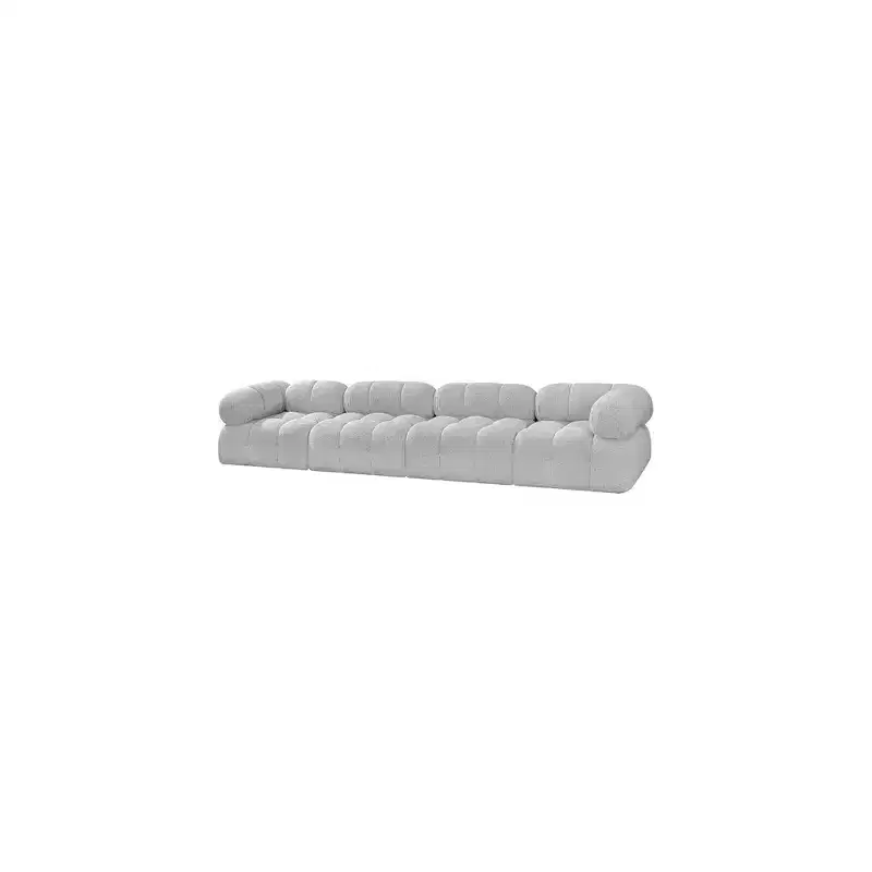 Gray Boucle Upholstered Modular Sofa, Seats 1
