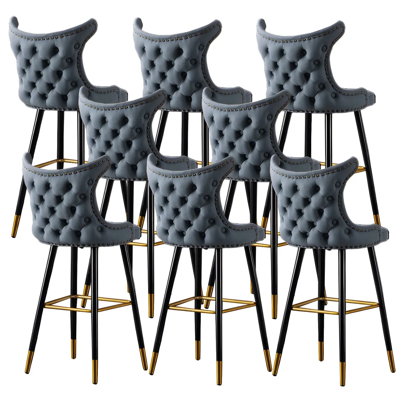 Velvet Upholstered Wingback Counter Height Bar Stools