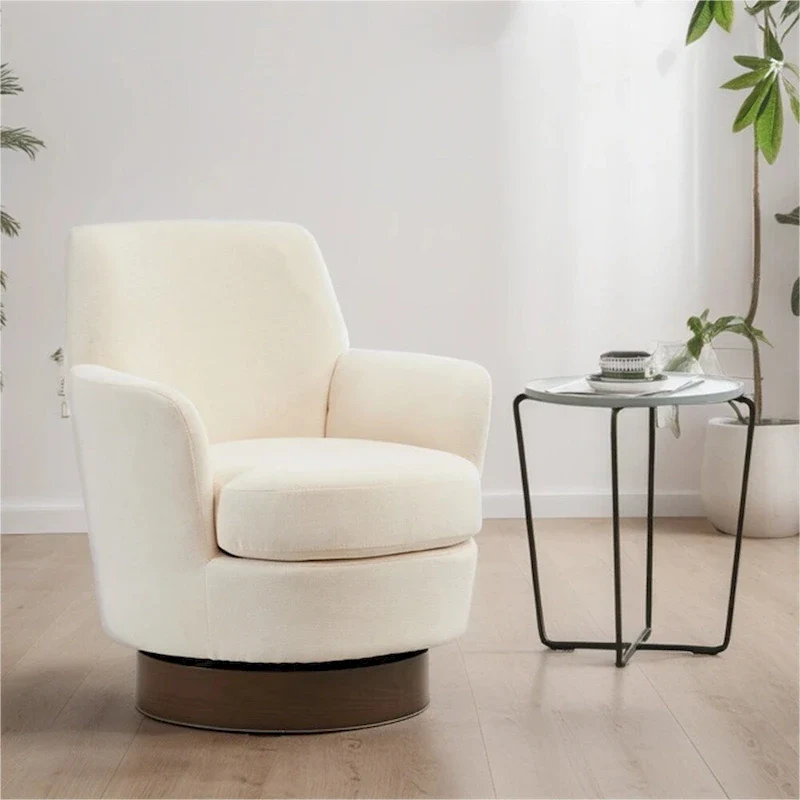 Swivel Round Accent Chairs Armchair with Stainless Steel Base