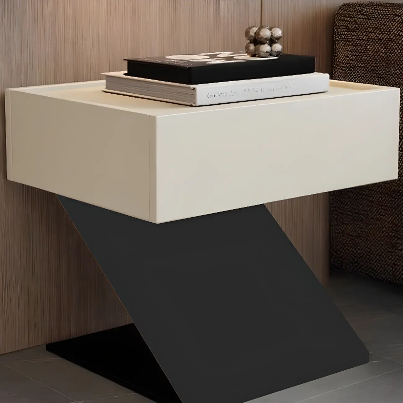 Modern Wood Nightstand with Drawer and Z-Base