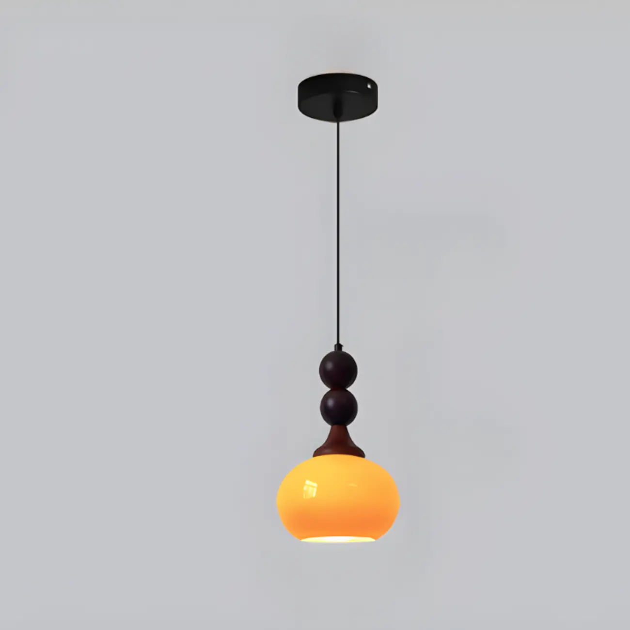 Liftable Orange Glass Pendant Light Fixture Adjustable Height