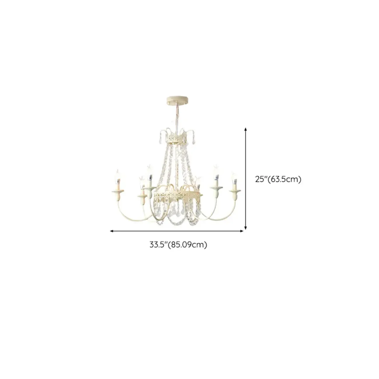 White Crystal Chandelier Classic Iron Elegant Design