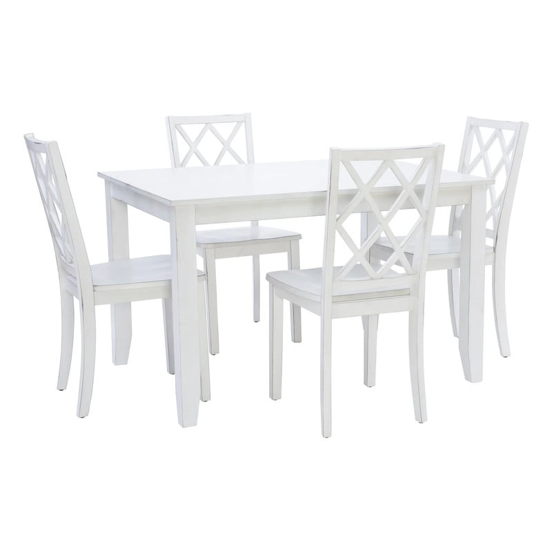 Harrow 5-piece White Farmhouse Dining Set