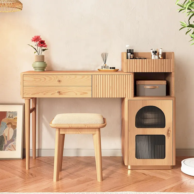 JASIWAY Vanity Makeup Table with 3 Drawers