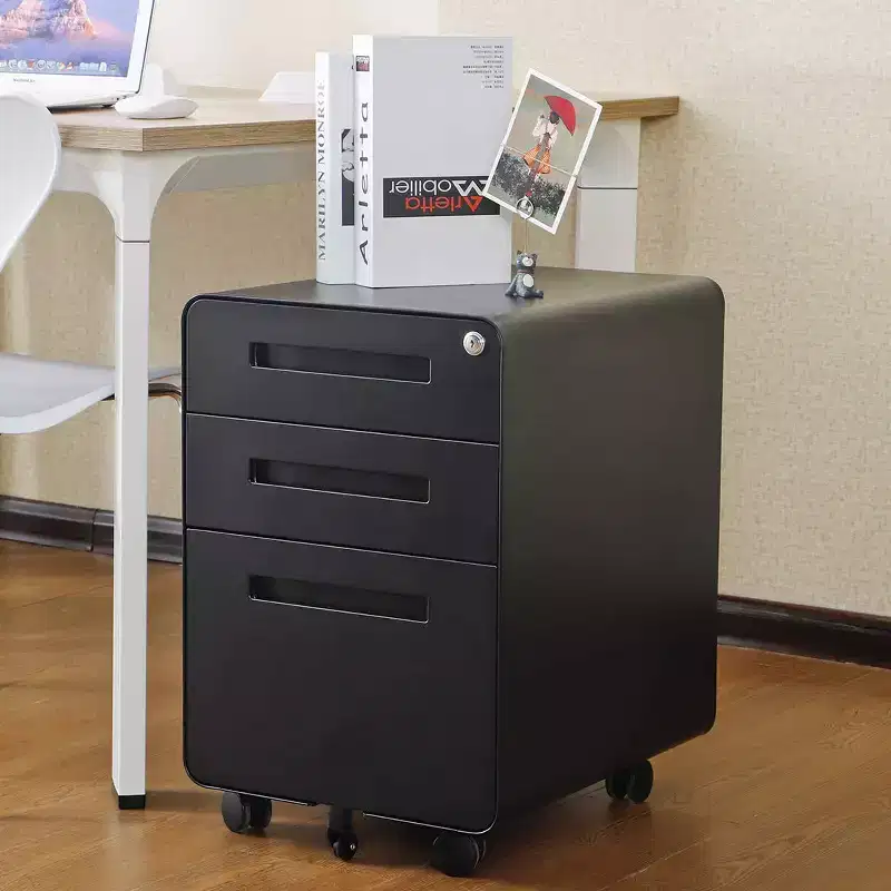 3-Drawer Rolling File Cabinet with Lock – Black/Blue/Orange/White, Under-Desk, 1 User