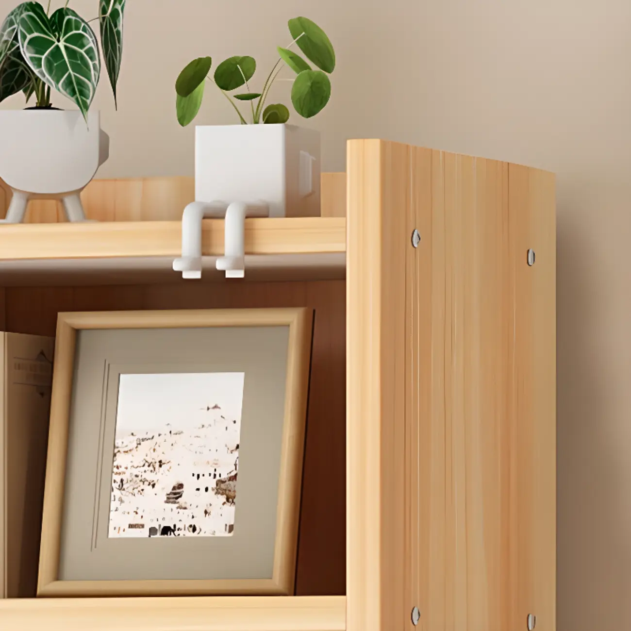 Scandinavian Oak Rectangle 5-Shelf Wood Bookcase