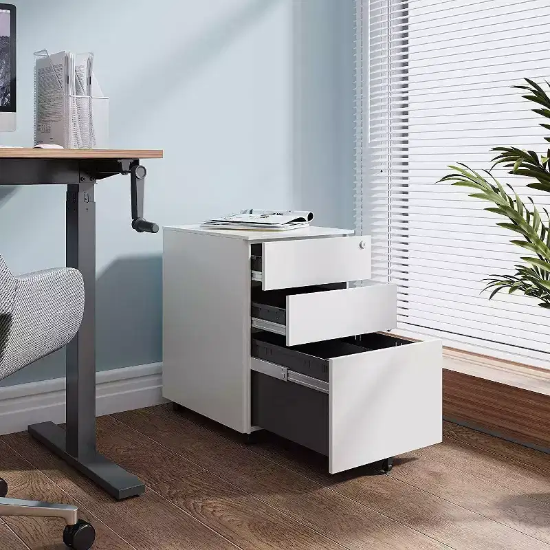 DEXYLLO Locking File Cabinet, 3 Drawer Rolling Pedestal Under Desk Office, Fully Assembled Except Casters
