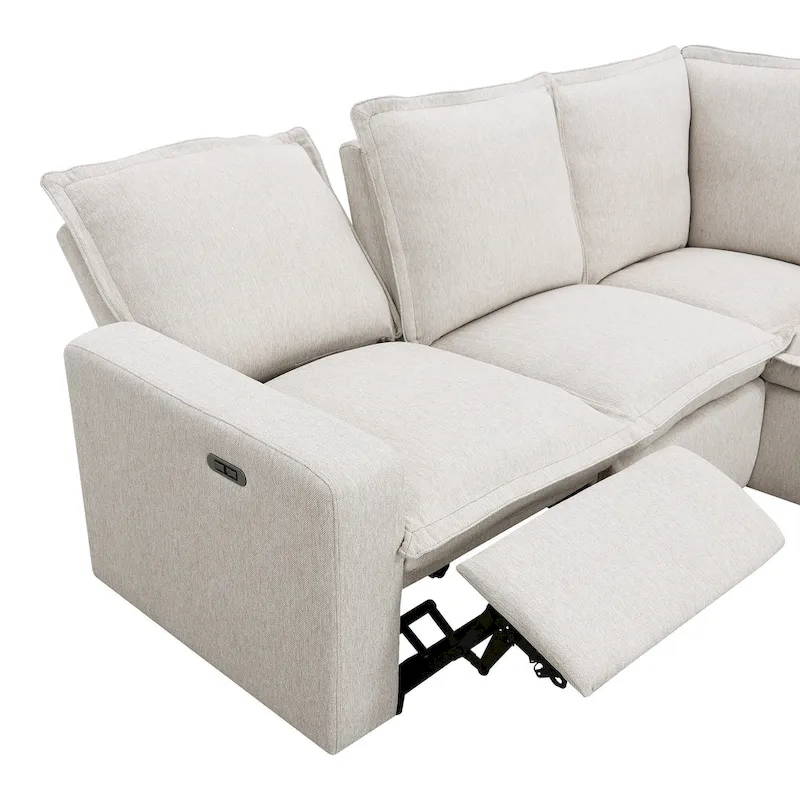 89.76 L-Shaped 5-Seater Sofa with Recliner