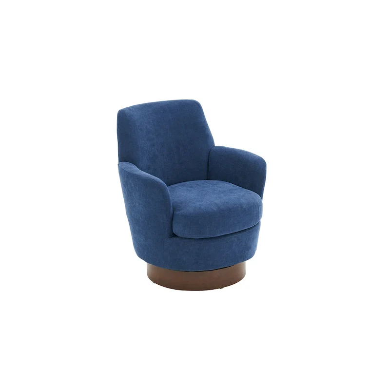 29.3 Upholstered Swivel Barrel Chair with Stainless Steel Base