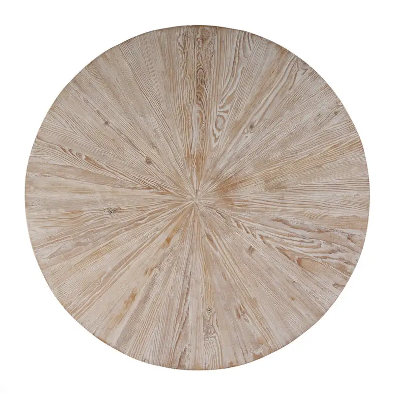 Akemi 38.5 in. W Round Wood and Iron Coffee Table