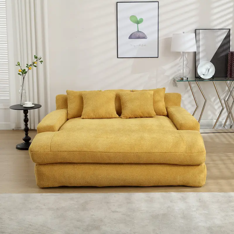 Chenille 2 seater lazy sofa With 5 back pillows