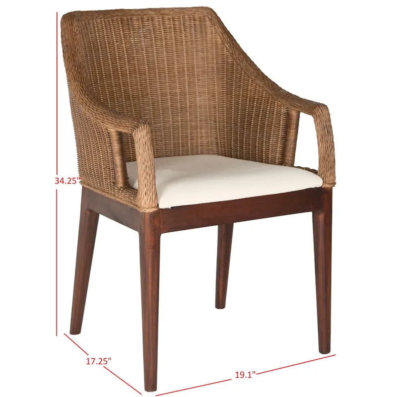 SAFAVIEH Duyen Dining Multi/ Brown Arm Chair - 23  x 23.3  x 34  - 23Wx23Dx34H
