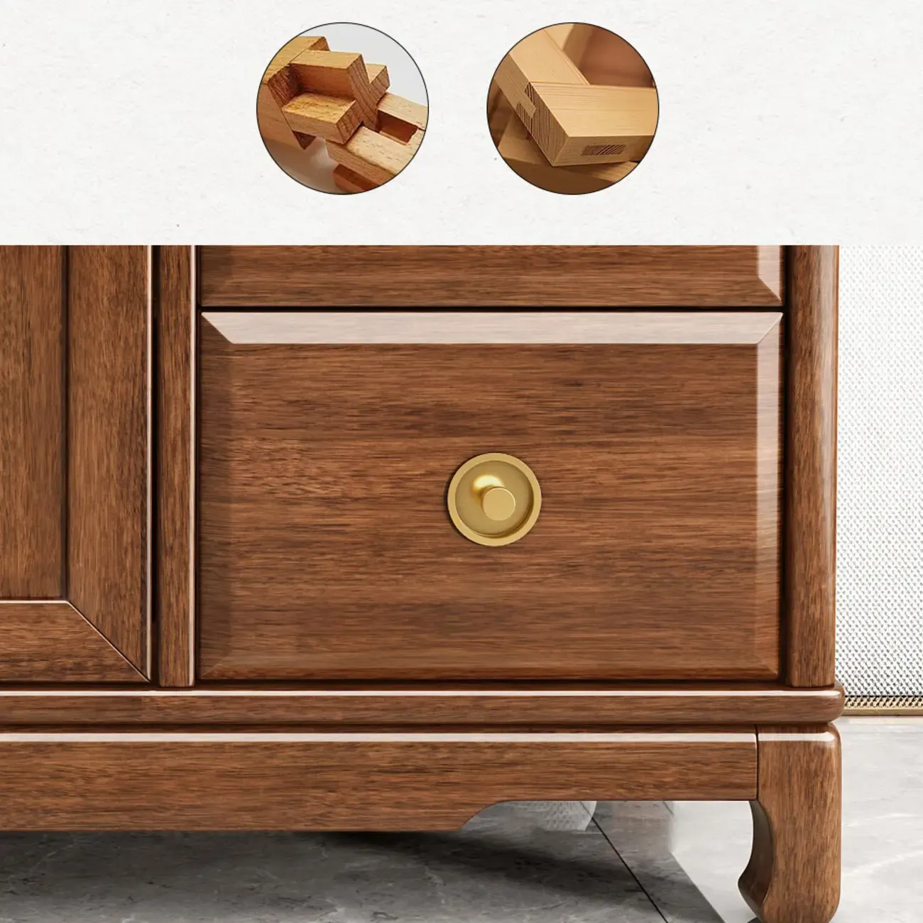 Traditional Wooden Sideboard with Cabinet & Drawer in Walnut