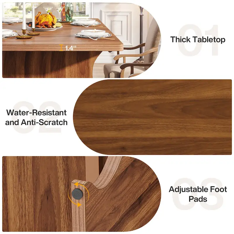 Modern Dining Table, 63 Rectangular Kitchen Table Black Dinner Table